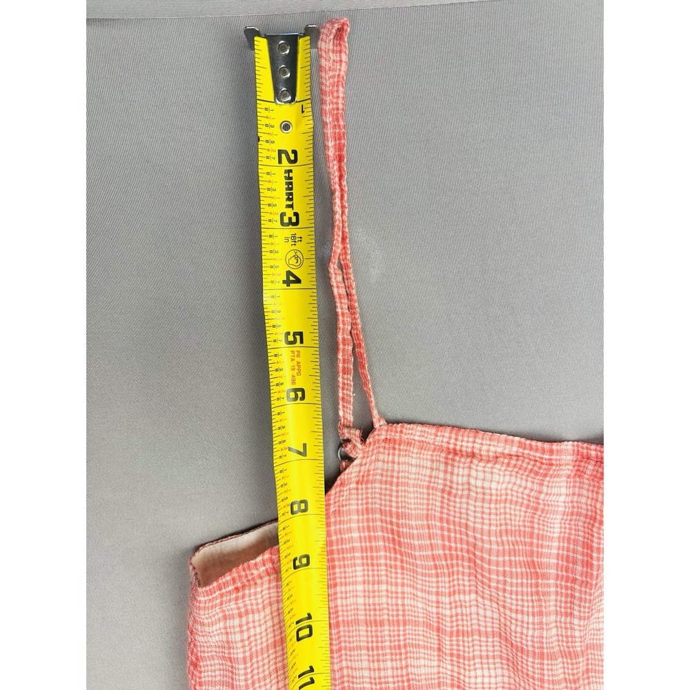 Urban Outfitters Women's XS Gauzy‎ Summer Coral Plaid Overalls Jumpsuit - Picture 3 of 16